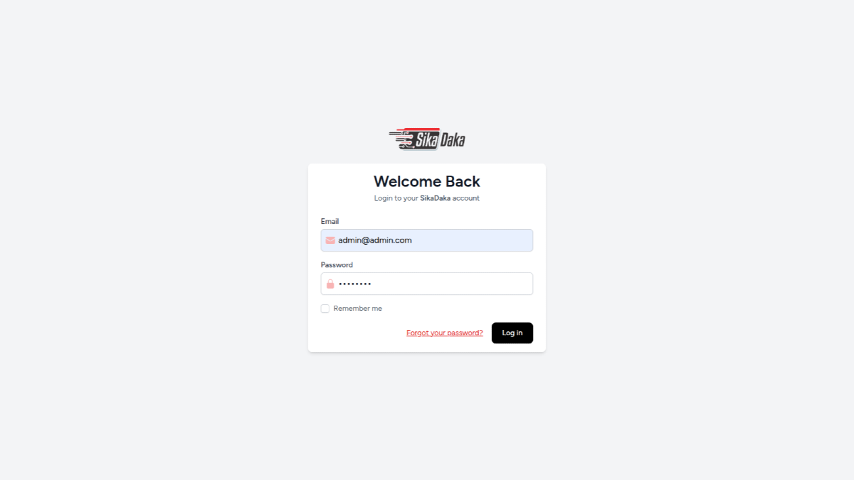 Sikadaka Login Page